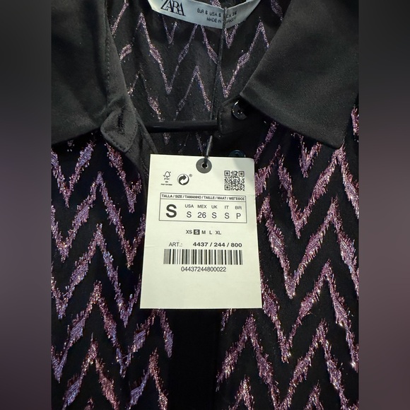 NWT Zara Black and Pink Metallic Chevron Maxi Dress - Picture 4 of 7